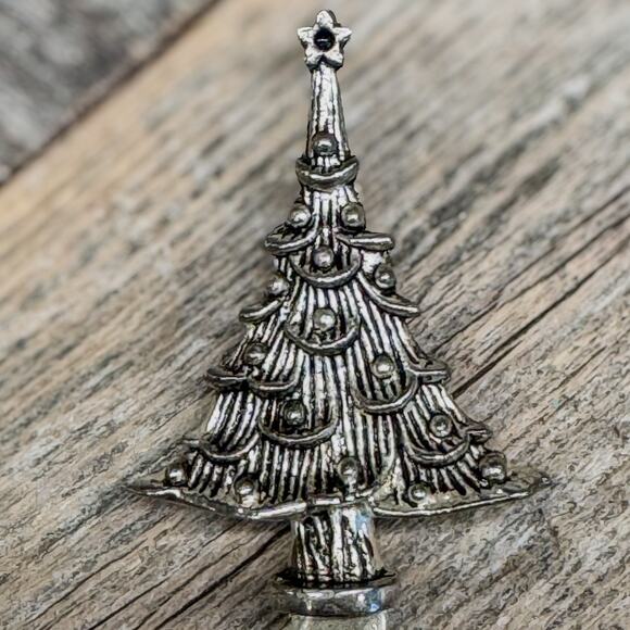 Vintage Silverplate Christmas Cheese Knives/Spreaders-Santa-Wreath-Tree, 3.5" - Picture 3 of 5